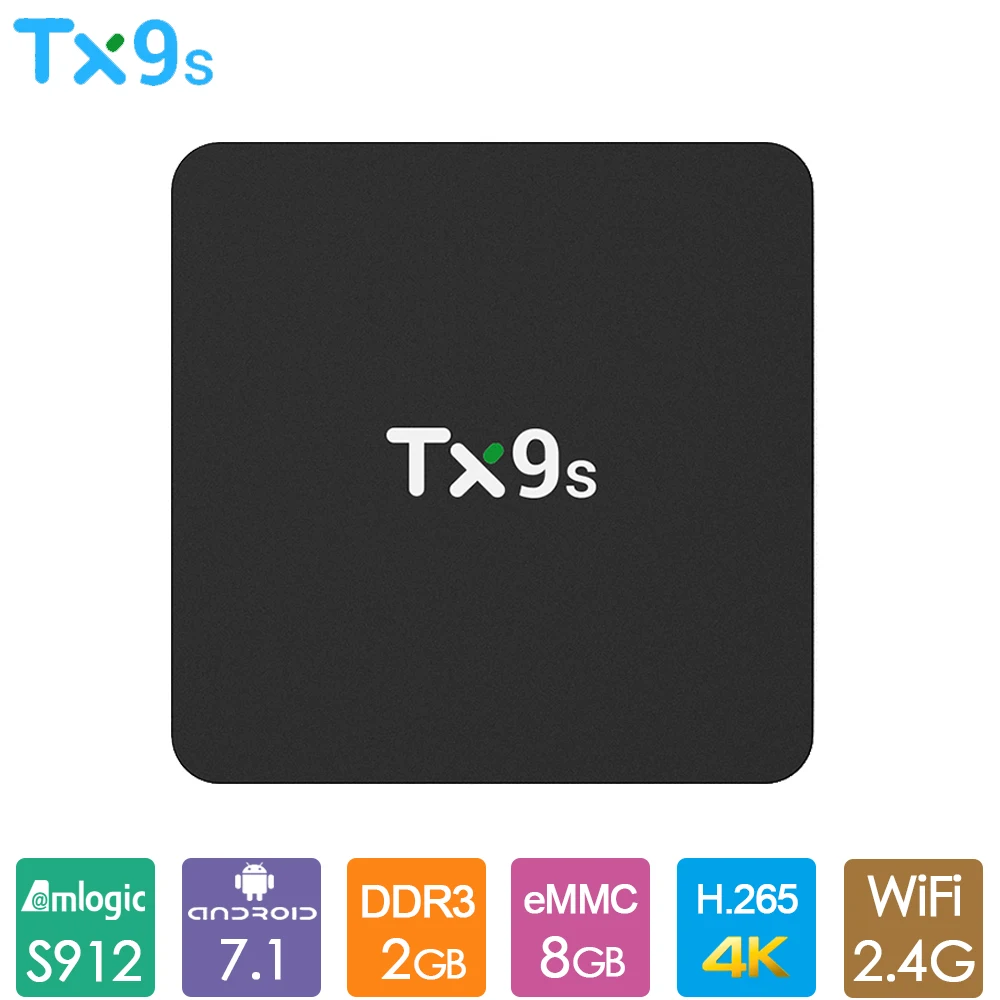  2019 New TX9s TV Box Amlogic S912 Octa Core Android 7.1 TV Box 2GB RAM 8GB ROM 2.4GHz Wifi 4K 1000M