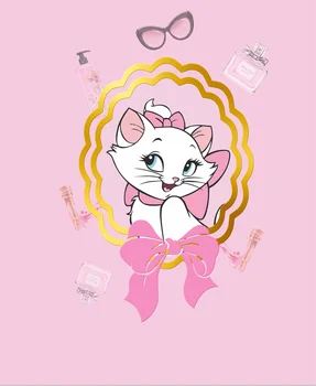 

5x5FT Cute Marie Cat Makeup Perfume Gold Pink Party Custom Photo Studio Backdrops Backgrounds Vinyl 150cm x 150cm