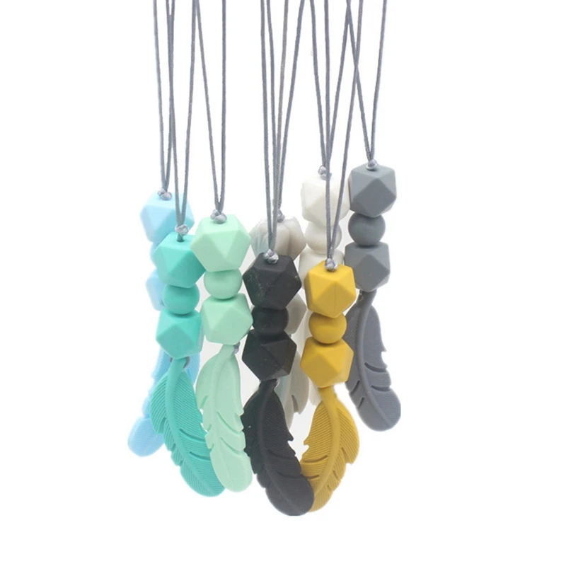 Silicone Teething Necklace Jewelry Pendant Chewing-Beads 9-Colors