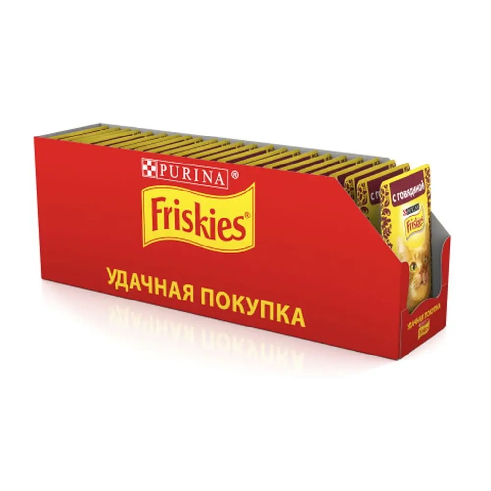 Влажный корм Friskies® для взрослых кошек с говядиной в подливе 24 шт по 85 г | Дом и сад