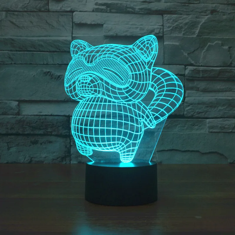 

2019 Foreign Trade New Style Small Raccoon 3D Lamp Colorful Touch Control LED Visual Lamp Gift Atmosphere Lamp 2918