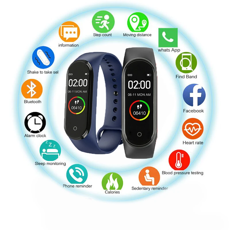 

Best Selling M4 Smart Bracelet Sports Fitness Blood Pressure Monitoring Monitor Smart Men And Women Watch High Quality New Label