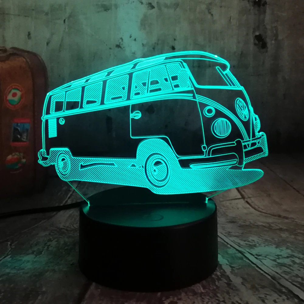 3D Led креативные Atmospheres настольная фара автобуса моделирование ночные светильники 7 цветов Современные изменения украшения детская настольная лампа для спальни