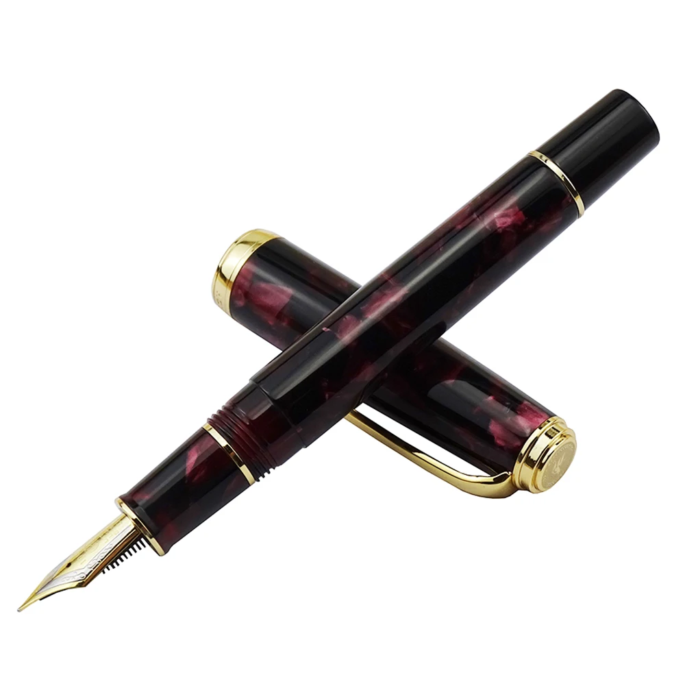 Retro Hongdian 960 Acrylic Resin Fountain Pen Nebula Series EF/F Nib Ink Pen Dark Red with Converter Business Office Writing 6 in 1 output retro video mini scart auto distributor converter acrylic rgbs rca svhs av tv audio divide eur automatic switcher