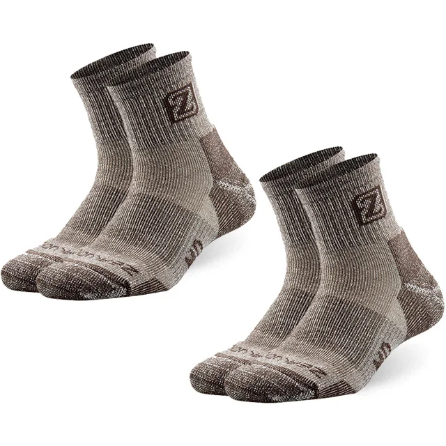 2 pair brown 2 пары носков из мериносовой шерсти, ZEALWOOD унисекс походные треккинговые носки, термальные теплые носки для зимы - Цвет: 2 pair brown