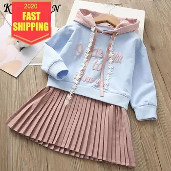 

Keelorn Girls Dress 2020 New Brand Printed Children's Suit Sweater Dresses with Hat Children Clothing Girls Dress For 3-7Y
