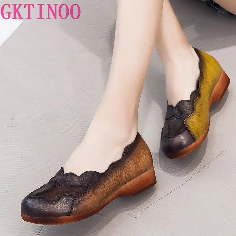 GKTINOO/2019 г. Осенняя обувь из мягкой натуральной коровьей кожи женская Элегантная