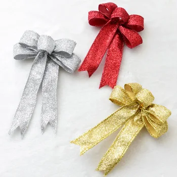 

13 cm Bow Christmas Tree Decoration New Year Decorations Gold Silver Red Christmas Bow Decoration For New Year 2020