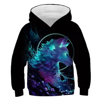 

Wolf 3D Print Boys Girls Hoodies Teens Spring Autumn Outerwear Kids Hooded Sweatshirt Clothes Children Long Sleeve Pullover Tops