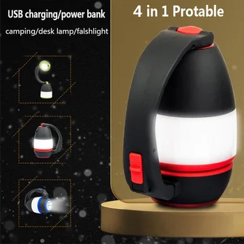 

4 in1 multi-function flashlight camping lamp USB rechargeable outdoor camping tent lamp emergency lamp handheld camp desk lamp