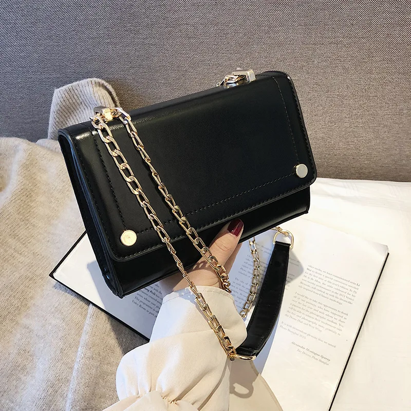 

2019 Early Spring New Style Square Sling Bag Retro Magnetic Snap-Button Shoulder Oblique WOMEN'S Bag