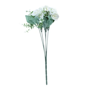 

New 15 buds 1 bunch mini artificial pink silk flower white mariee