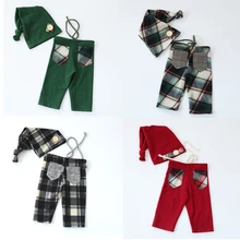 Для новорожденных брюки шляпа набор для фотосъемки реквизит детская одежда для фотосъемки клетчатый Детский комбинезон Студия flokati acessorios fotografia