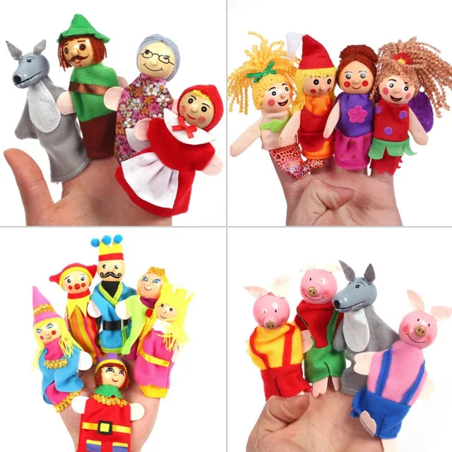 Baby Cartoon Theater Role Play Finger Puppets Three Pigs Mermaid Castle Princess Tell Story Educational Toys For Children Gifts 1