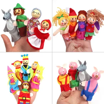 

Baby Cartoon Theater Role Play Finger Puppets Three Pigs Mermaid Castle Princess Tell Story Educational Toys For Children Gifts