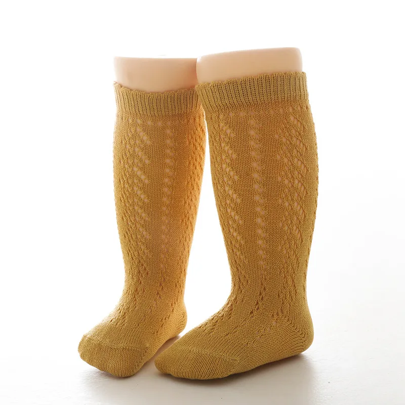 Ins Baby Socks Knee High Long Girl Boy Hollow Floor Sock Spring Summer Infant CandyColor Sock Soft Toddler Fashion Spanish Socks