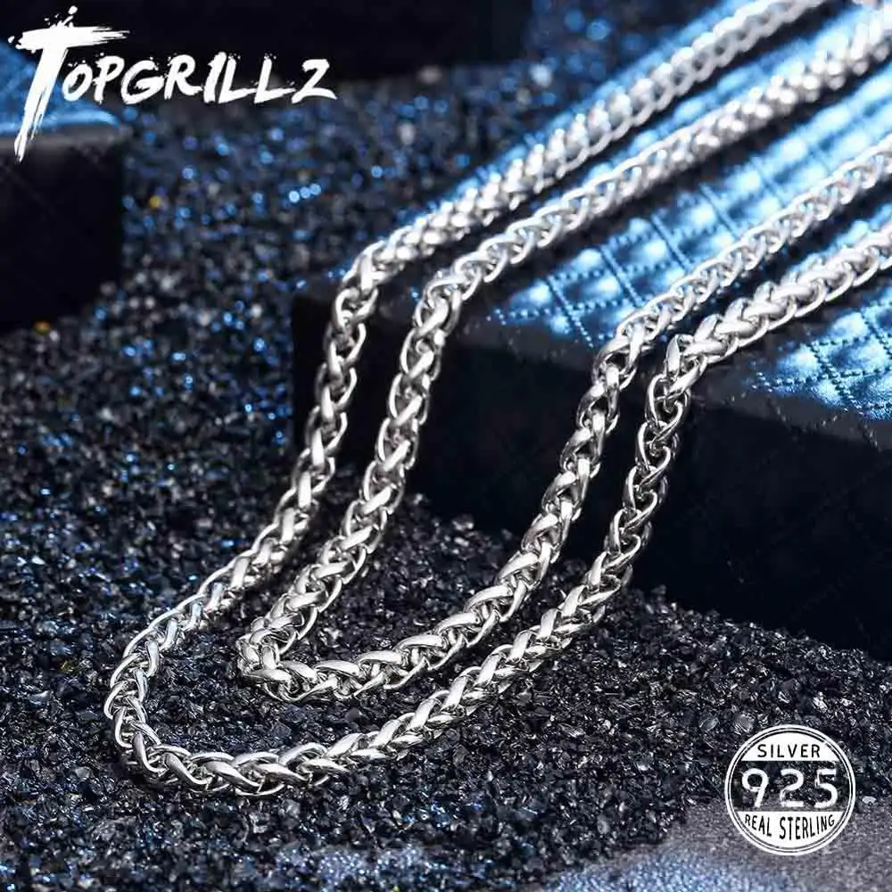 TOPGRILLZ 100% 925 пробы Серебряное мужское ожерелье с побрякушкой Iced Out хип-хоп Рок