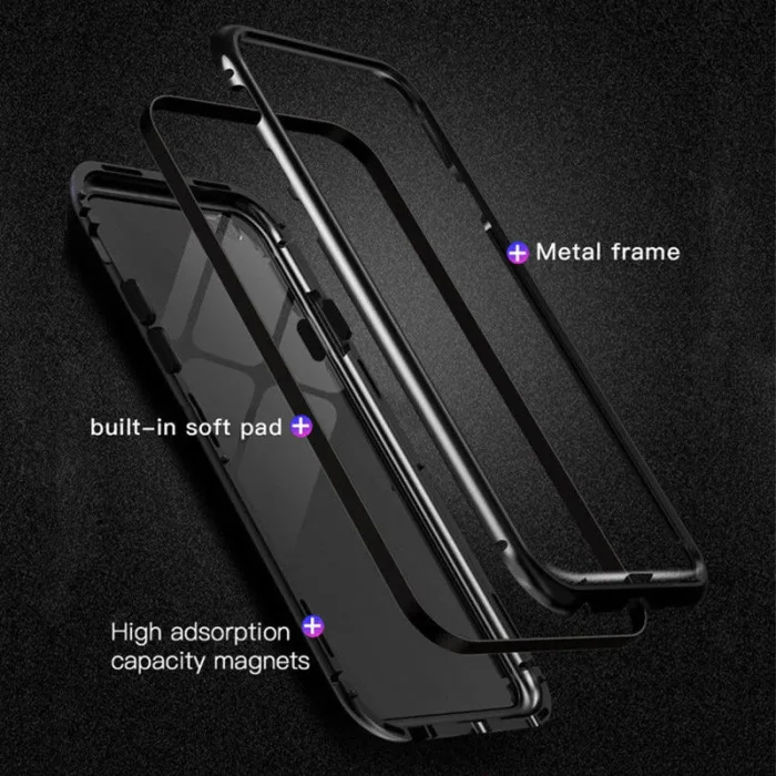 Чехол для телефона Apple iPhone X/8 Plus/8/7 Plus/7 Магнитная адсорбционная Металлическая задняя крышка из закаленного стекла PUO88