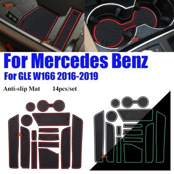 

For Mercedes Benz GLE W166 2016-2019 Anti-slip Cushion Coaster Door Groove Pad Slot Pad Covers Silicone Rubber Water-cup Mat