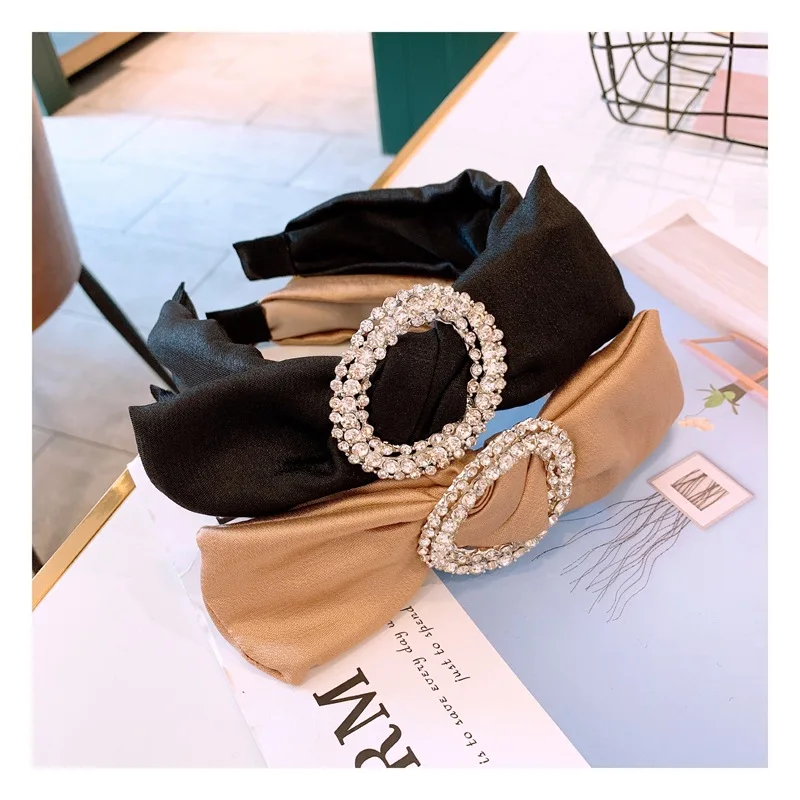 

Slik Crystal Big Bow Hairbands For Women Korea Hair Accessories Colorful Hair Band Crown Flower Tie Headbands Head Wrap hj