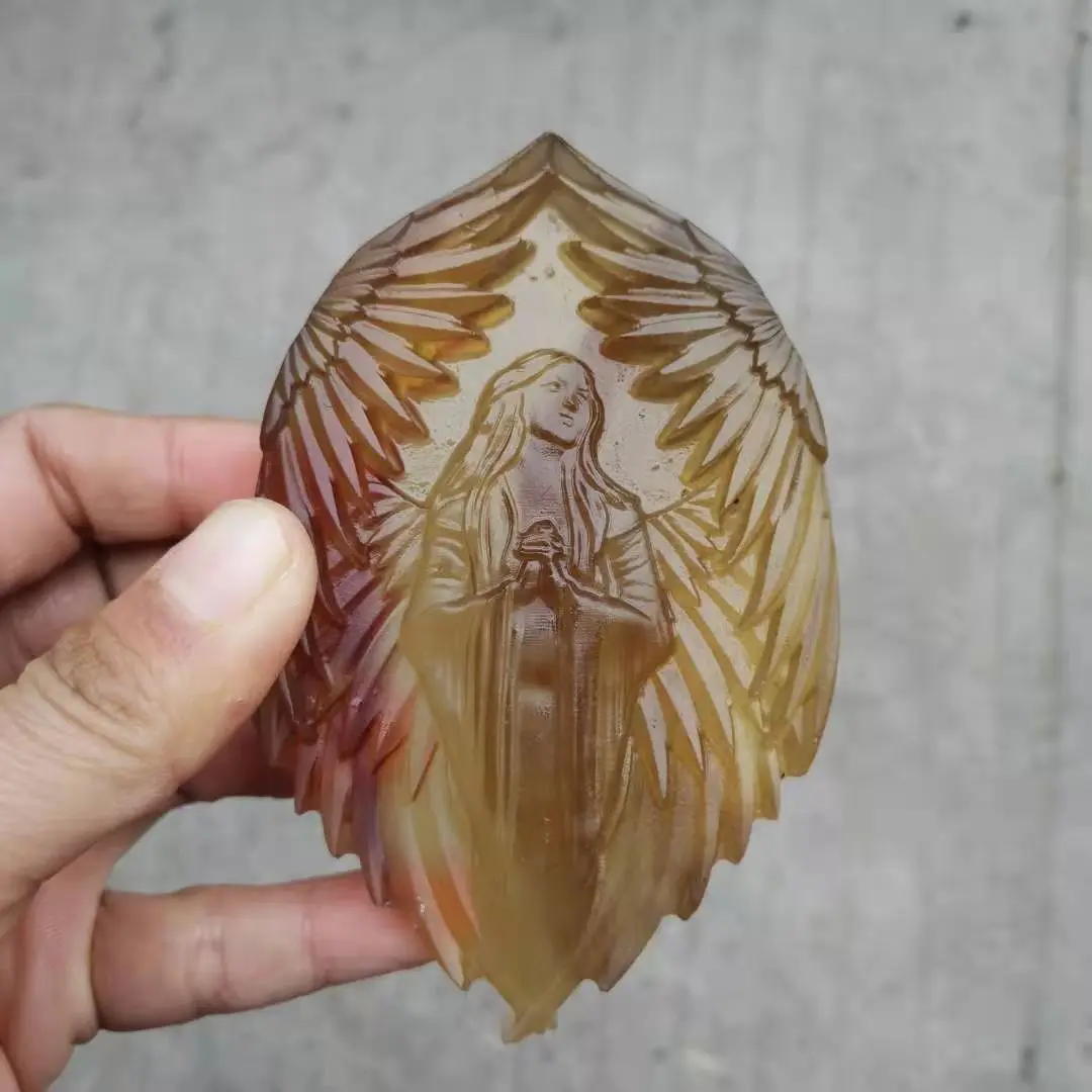 

Natural Yellow fluorite angel statue For decoration