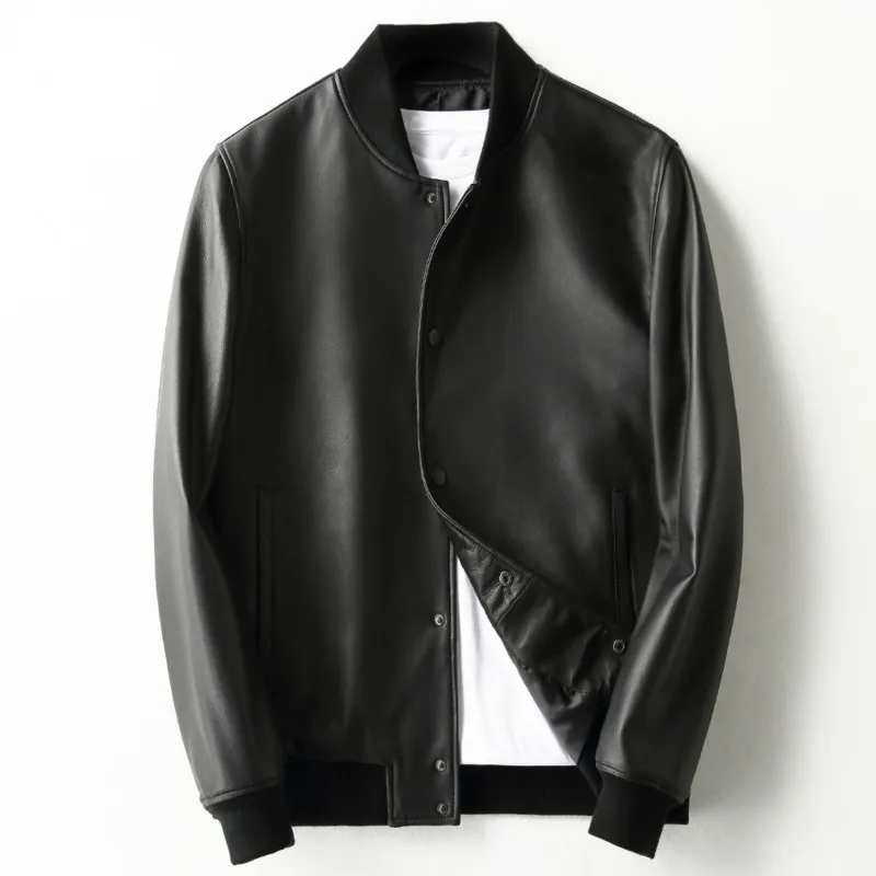 

2020 New Sheepskin Coat Autumn Genuine Leather Jacket Men Motorcycle Bomber Jacket Plus Size Veste Cuir Homme KFS19M019 KJ2171