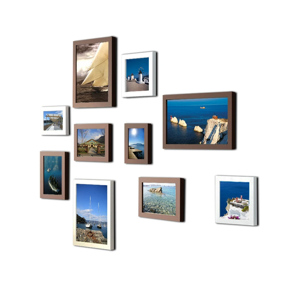 10 Pcs Classic Wooden Pictures Frames For Wall Hanging Picture Frame Mediterranean Style Picture Wood Photos Frames