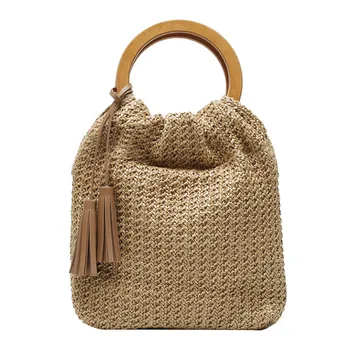 

Women Straw Beach Bag Vogue Travel Holiday Vacation Leisure Handmade Woven Bag Totes Shopping Lady Bags Straw Handbags And Purse