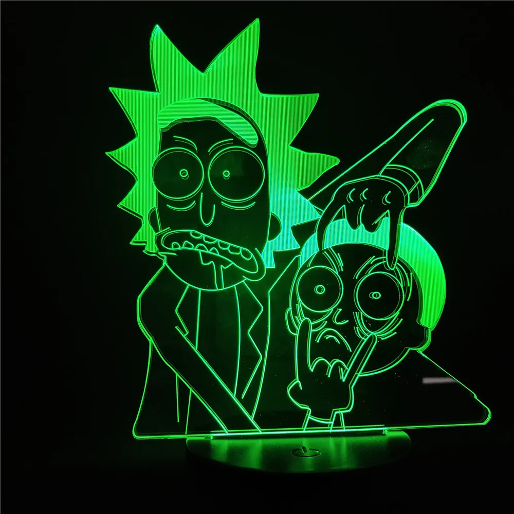  Rick and Morty Cartoon 3d LED Night Light for Children Night Lamp LED Mutilcolors Change LED Table  - 4000071924339