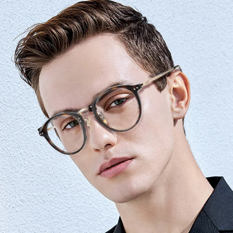 

ZENOTTIC Acetate Computer Glasses Frame Men Round Anti Blue Light Prescription Eyeglasses Luxury Brand Myopia Optical Eyewear