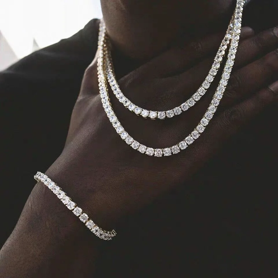 Акция высокое качество 5А фианит 5 мм cz теннисная цепочка iced out bling хип-хоп для