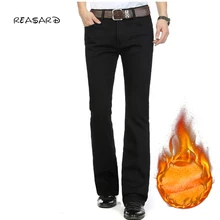 Мужские зимние теплые вельветовые утолщенные ботинки, мужские джинсы со средней талией, деловые повседневные расклешенные брюки, брюки-клеш, 26-38
