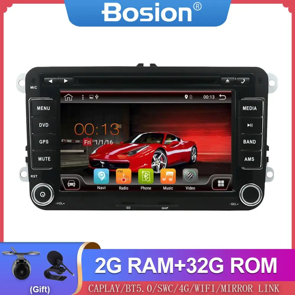 Автомобильный мультимедийный плеер Bosion 2 Din Android 10 DVD для