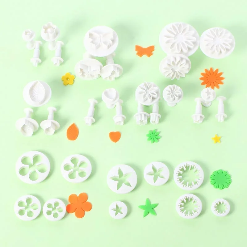 

33 pcs Baking Tools Sets Cake Fondant Party Plastic Flowers Mold Elastic Cake Biscuits Decoration Tools Embossed Shape Kitchen