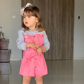 

Girls Hooded Dress Toddler Dresses for Girls Clothing Autumn Winter Baby Splicing Belt Dress Princess Costume Kids Clothes