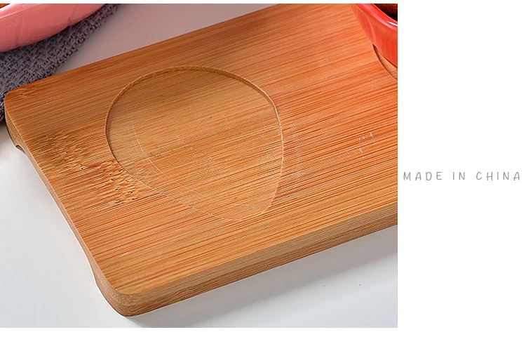 FANTERCY Tableware Dinner Nordic Creative Ceramic Three Bowls European Dried Fruit Snacks with Bamboo Tray Sets