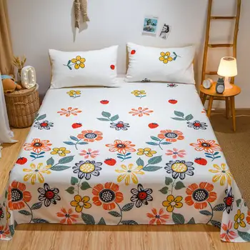 

1 Pcs 100% Cotton Bedsheets Wholesale Bed Sheet Bedspread Fashion Queen King Size Bed Sheet Flat Sheet Single Double Sheet