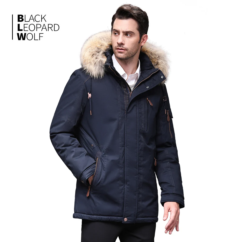 Мужская зимняя куртка Blackleopardwolf Модная парка со съемной подкладкой новое длинное