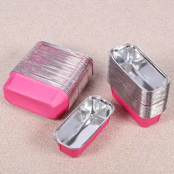 

50pcs Aluminum Foil Muffin Cupcake Baking Cake Box Rectangle Dessert Bread Mold R7RC