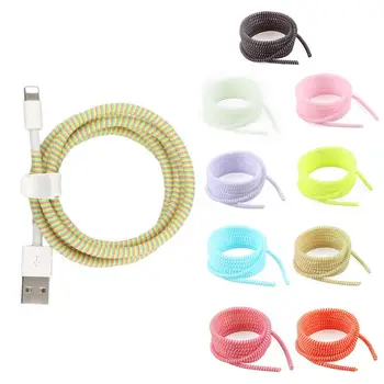 

1.5M Colorful USB Wire Protector Charging Cable Bobbin Winder Data Line Protector earphone Cover Suit Spring Sleeve twine