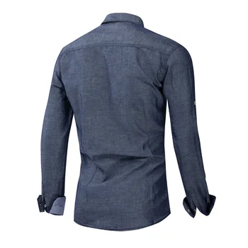 

Embroidery Bird Men Shirt 2019 Men's Denim Blue Solid Dress Shirts Male Long Sleeve Slim Fit Casual Shirt Camisa Masculino