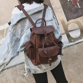 

Female Bag 2019 Solid Color Backpack Female Korean Version of The College Wind Casual Backpack Student Bag Travel Bag Trend
