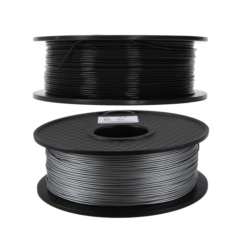 2 рулона Aussie 3d принтер 1 кг печатная нить 1,75 м пла, черный и серебристый