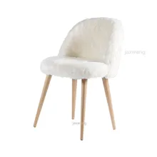 Нордический INS обеденный стул из цельного дерева простой домашний мягкий шерстяной меховой табурет задний гостиничный светильник роскошный чехол стул для девочки спальня кресло для отдыха