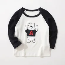 Новая Осенняя детская Базовая рубашка из чистого хлопка в европейском и американском стиле; детская футболка с рисунком для мальчиков; Осенняя футболка с длинными рукавами