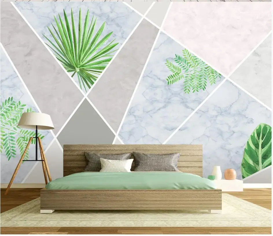 Custom photo wallpaper for walls 3 d mural wallpapers New marble leaves abstract pattern living room background wall papers