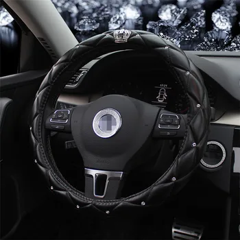 

Fashion LadiesCar Steering Wheel Cover 38CM Auto Steering-wheel Cover Crystal Crown Studded Rhinestone Cars Interior Accessories