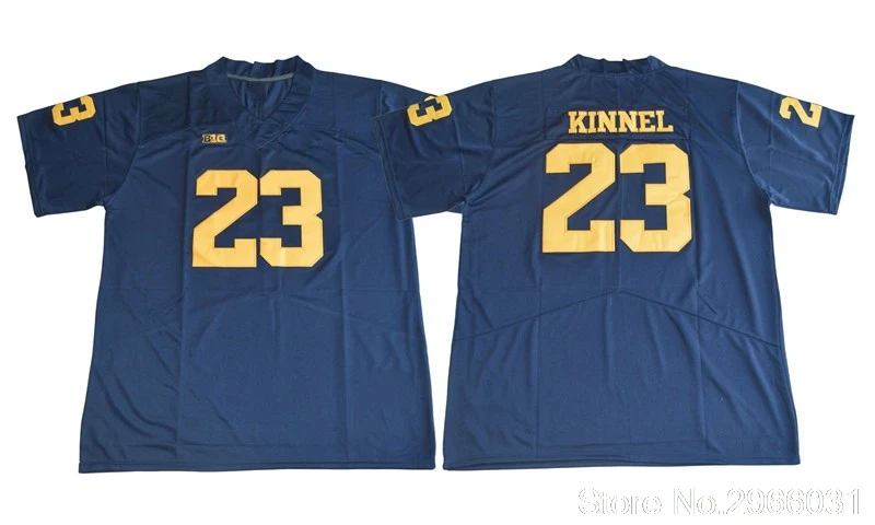 Navy Michigan Wolverines#23 Tyree Kinnel college Jersey-белый темно-синий сшитый Размер S-3XL - Цвет: Navy