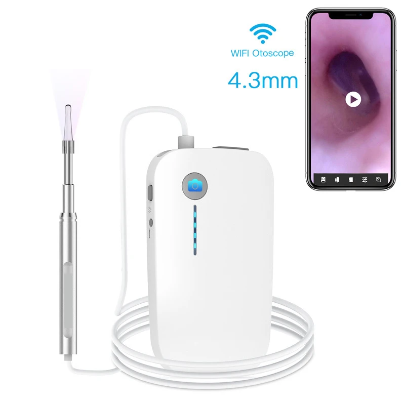 

Wireless WiFi Ear Cleaning Endoscope 4.3mm 720P Mini Camera with 6 LED IP67 Inspection Otoscopes Endoscope for Iphone Android