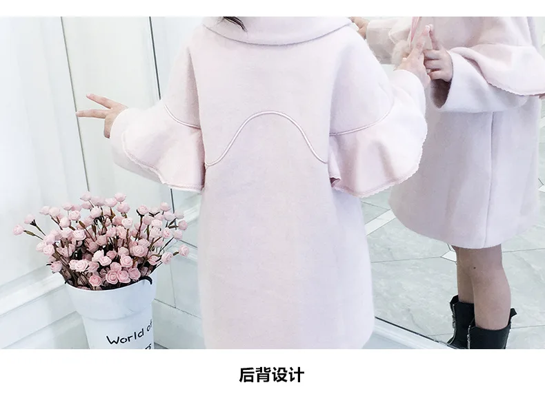 Kid's Clothes Children New Winter Outwear Girl Woolen Sweet Coat Warm Cute Lace Wing Sleeve Designer Wool Girl Jacket